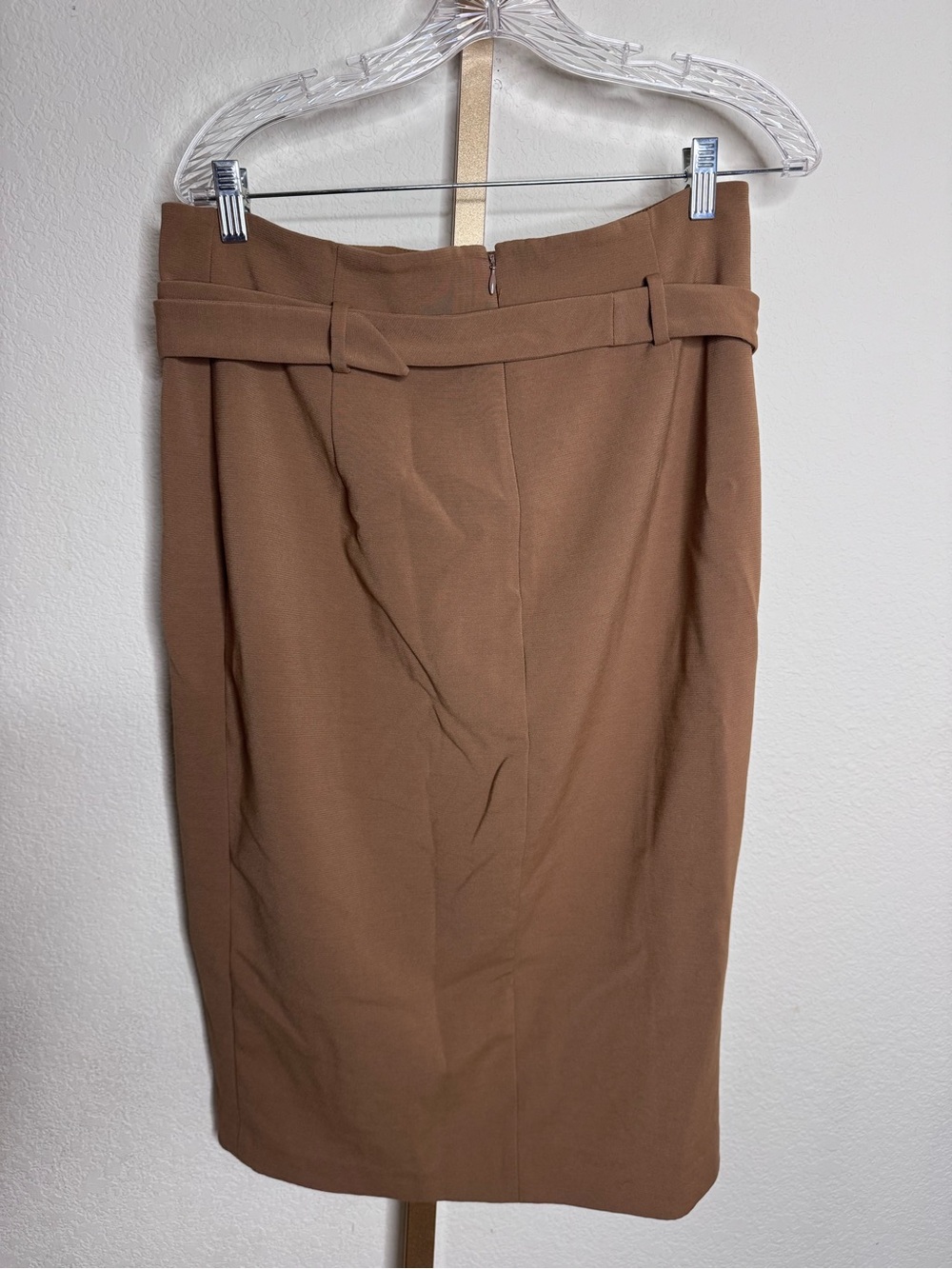 White House Black Market Brown Belted Button-Front Pencil Skirt - Picture 3 of 3